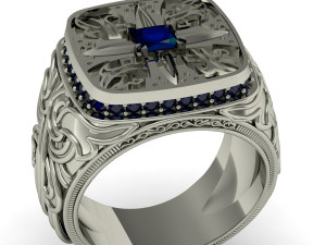 men ring with gem Modelo de impresión 3D