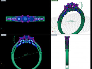 three stone ring 3Dプリントモデル
