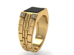 signet with black stone Modèles 3D en vedette