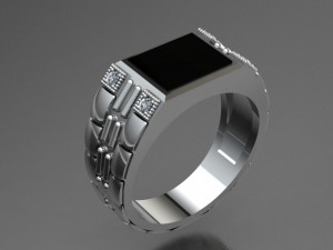 signet with black stone Modèles 3D en vedette
