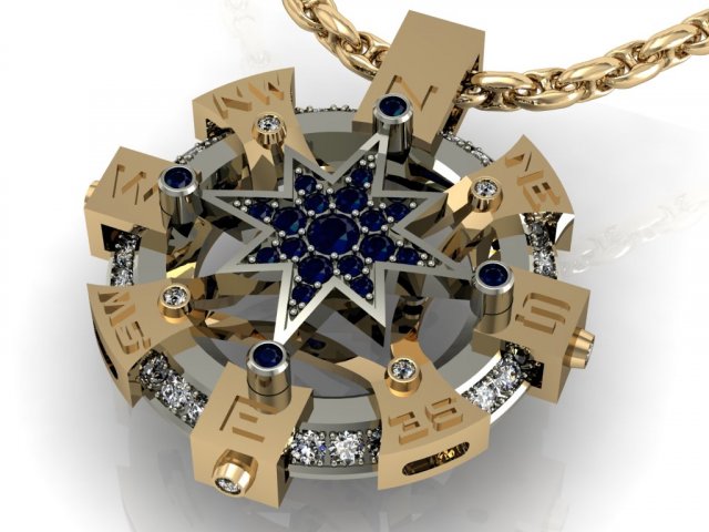 rose of wind pendant 3D Baskı Modeli .c4d .max .obj .3ds .fbx .stl .blend 