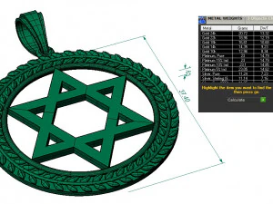 pendant star of david 3D Print Model