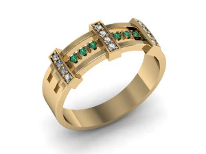 हीरे के साथ फैशन शादी की अंगूठी 3D प्रिंट मॉडल