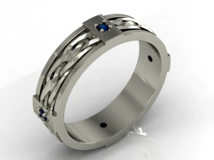 हीरे के साथ फैशन शादी की अंगूठी 3D प्रिंट मॉडल