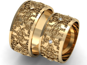 beautiful wedding rings with gems 3D प्रिंट मॉडल