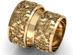 रत्नों से सजी खूबसूरत शादी की अंगूठियाँ 3D प्रिंट मॉडल