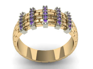 fashion ring with gems 3D Print Model
