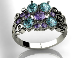 fashion ring with gems Model do druku 3D