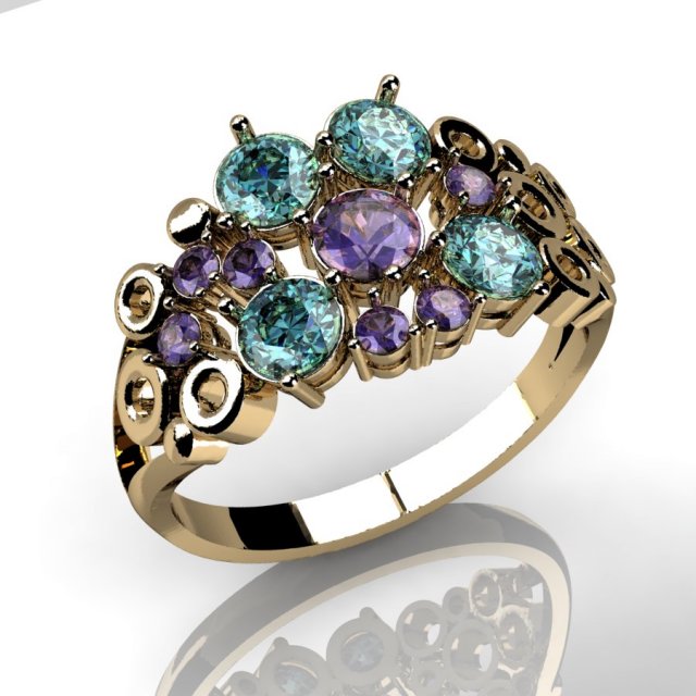 fashion ring with gems Model do druku 3D .c4d .max .obj .3ds .fbx .stl .blend 