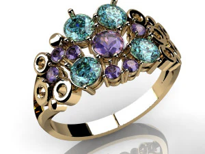 रत्नों से सजी फैशन अंगूठी 3D प्रिंट मॉडल