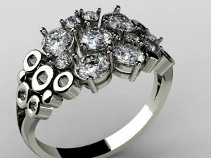 fashion ring with gems 3D Print Model