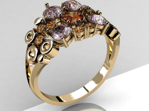 fashion ring with gems Model do druku 3D