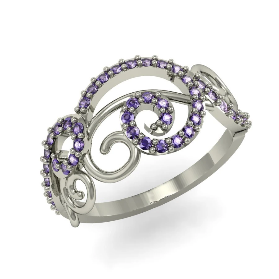 fashion ring with gems 3D Print Model .c4d .max .obj .3ds .fbx .stl .blend