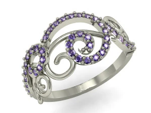 宝石付きファッションリング 3Dプリントモデル