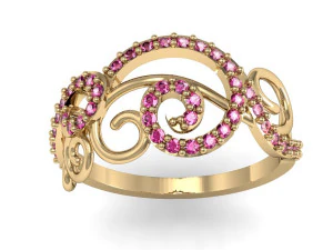 fashion ring with gems 3D Print Model