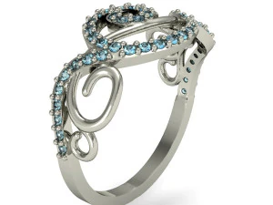 fashion ring with gems 3D Print Model