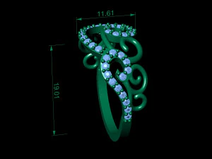 fashion ring with gems 3D Print Model