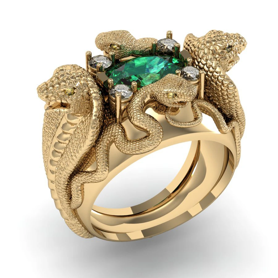 ring four snakes 3D Print Model .c4d .max .obj .3ds .fbx .stl .blend 