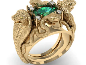 चार साँपों को अंगूठी पहनाओ 3D प्रिंट मॉडल