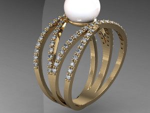 fashion ring with pearl 3D 프린트 모델