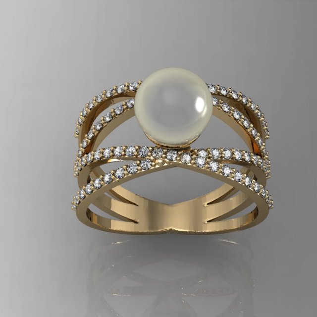 fashion ring with pearl 3D 프린트 모델 .c4d .max .obj .3ds .fbx .stl .blend 