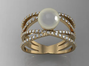 时尚珍珠戒指 3D 打印模型