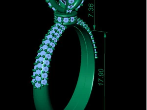 fashion ring with diamonds 3D Print Model