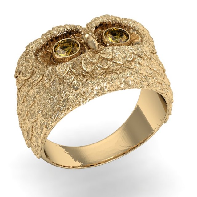 fashion ring owl Model Cetak 3D .c4d .max .obj .3ds .fbx .stl .blend 