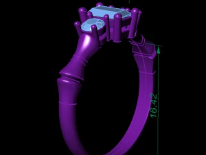 fashion ring with gems 3D Print Model