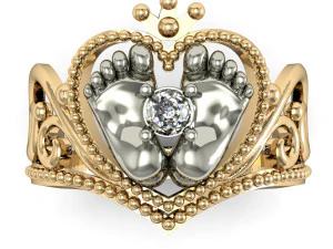 बच्चे के पैरों के साथ सुंदर अंगूठी 3D प्रिंट मॉडल