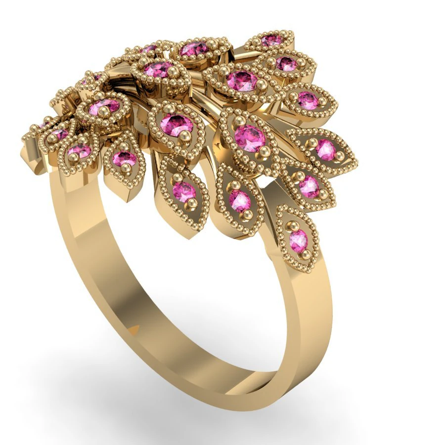beautiful ring with gems 3D Print Model .c4d .max .obj .3ds .fbx .stl .blend 