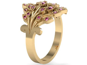 beautiful ring with gems 3D Print Model