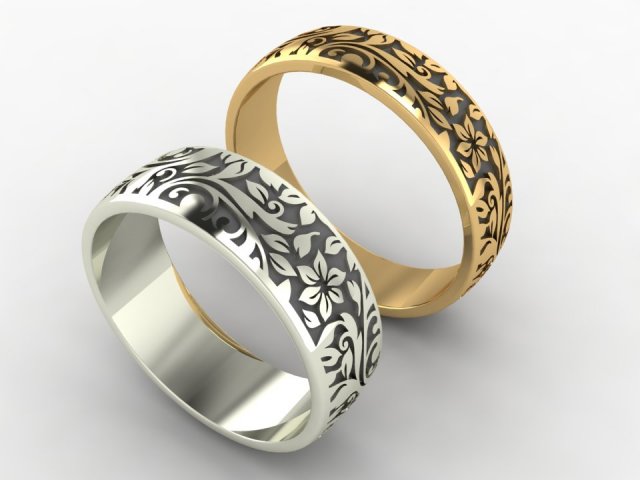wedding ring with flowers 3D Print Model .c4d .max .obj .3ds .fbx .stl .blend