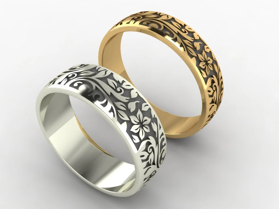 wedding ring with flowers 3D Print Model .c4d .max .obj .3ds .fbx .stl .blend