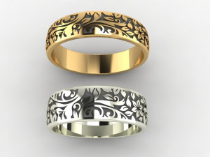 wedding ring with flowers 3D Print Model