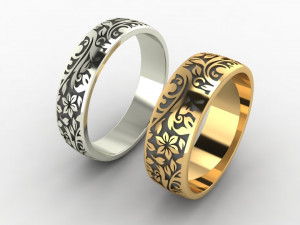 wedding ring with flowers 3D Print Model