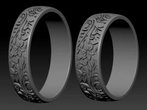 wedding ring with flowers 3D Print Model