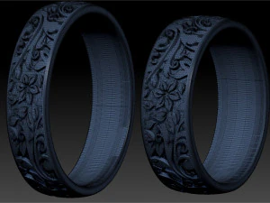 wedding ring with flowers 3D Print Model
