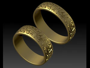 wedding ring with flowers 3D Print Model