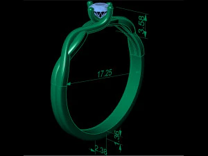 solitaire ring 35 mm gem 3D Print Model