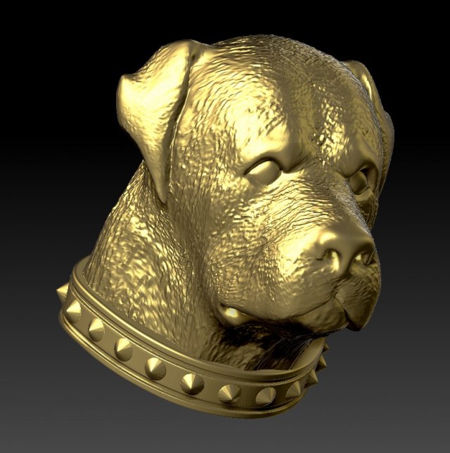 rottweiler head with collar 3Dプリントモデル .c4d .max .obj .3ds .fbx .stl .blend 