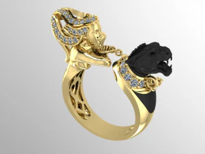 ring girl with panther 3D Print Model