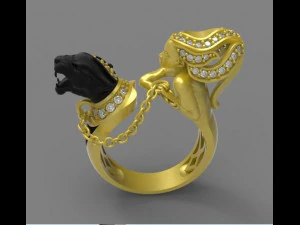 ring girl with panther 3D Print Model
