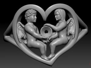 ring two angels 3D Print Model