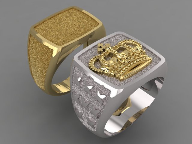 male signet with crown 3D Baskı Modeli .c4d .max .obj .3ds .fbx .stl .blend 