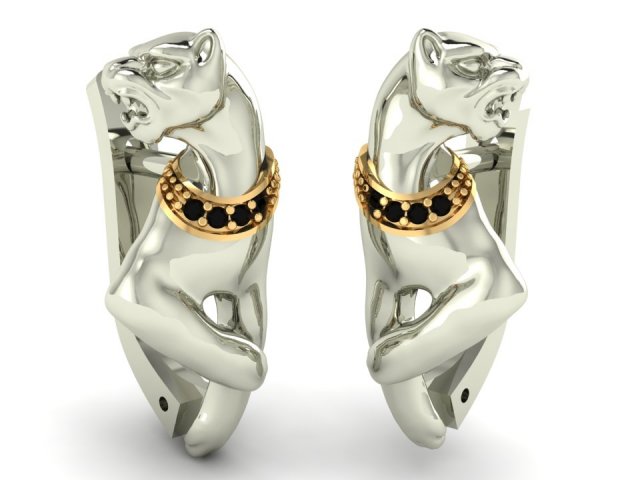 panther earrings 3D-printmodel .c4d .max .obj .3ds .fbx .stl .blend 
