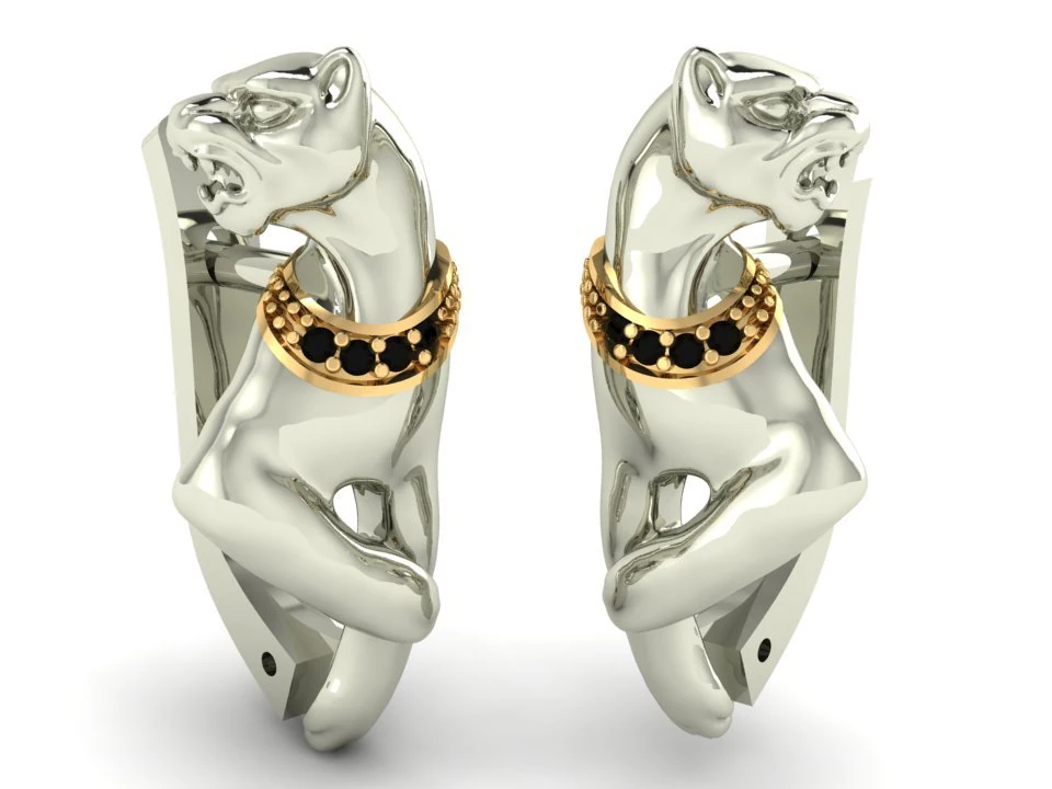 panther earrings 3D Print Model .c4d .max .obj .3ds .fbx .stl .blend 
