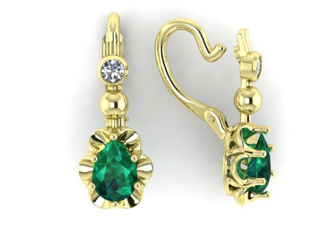 earring with pear gems 3D Принт Модель .c4d .max .obj .3ds .fbx .stl .blend 