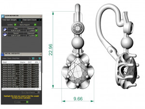 earring with pear gems 3D Принт Модель