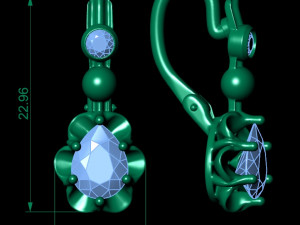 earring with pear gems 3D Принт Модель